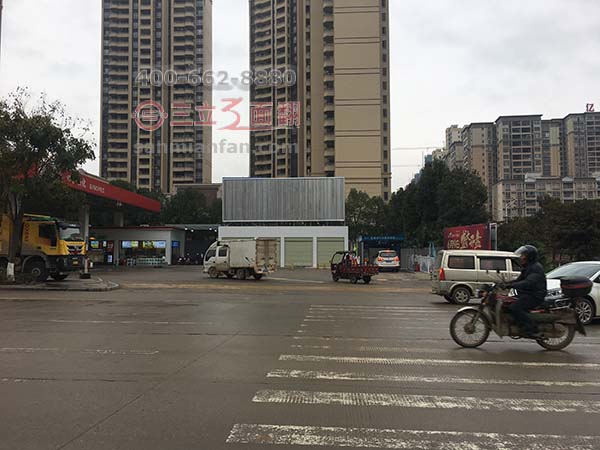 廣東省廣州市加油站屋頂三面翻廣告牌案例施工圖片